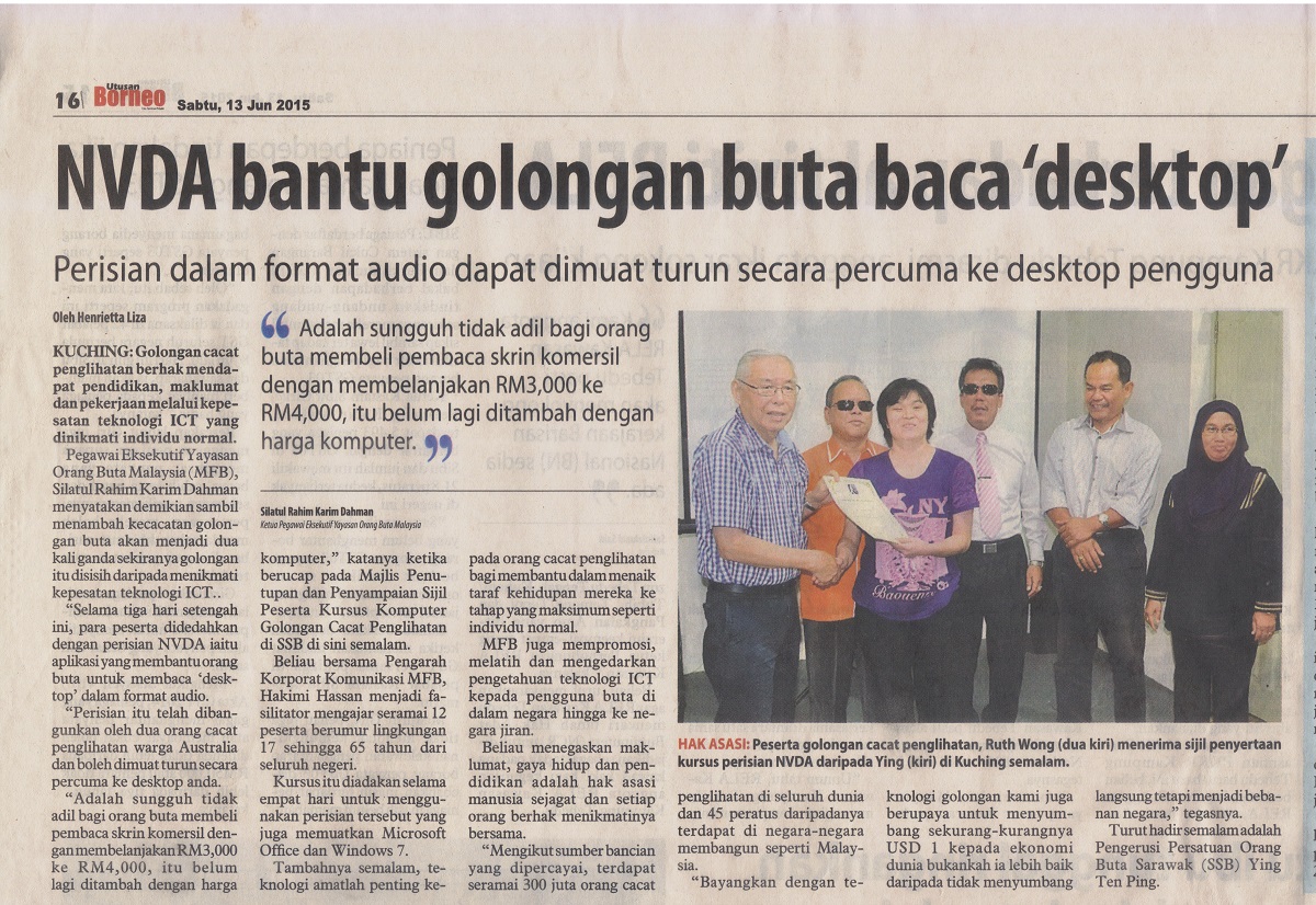 NVDA Sarawak Workshop Borneo Press Bahasa Malaysia Version